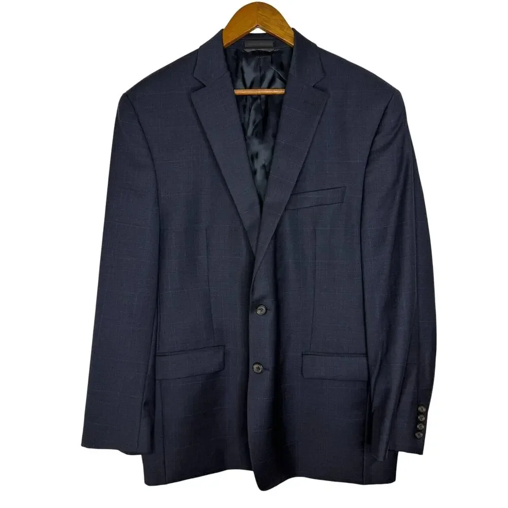 Ralph Lauren 44R Navy Wool Blazer Textured Sport Coat Tailored Fit Dapper Blazer